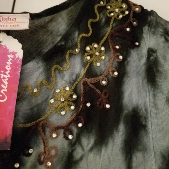 NWT L/XL Boho summer dress, blue-black - Picture 2 of 6